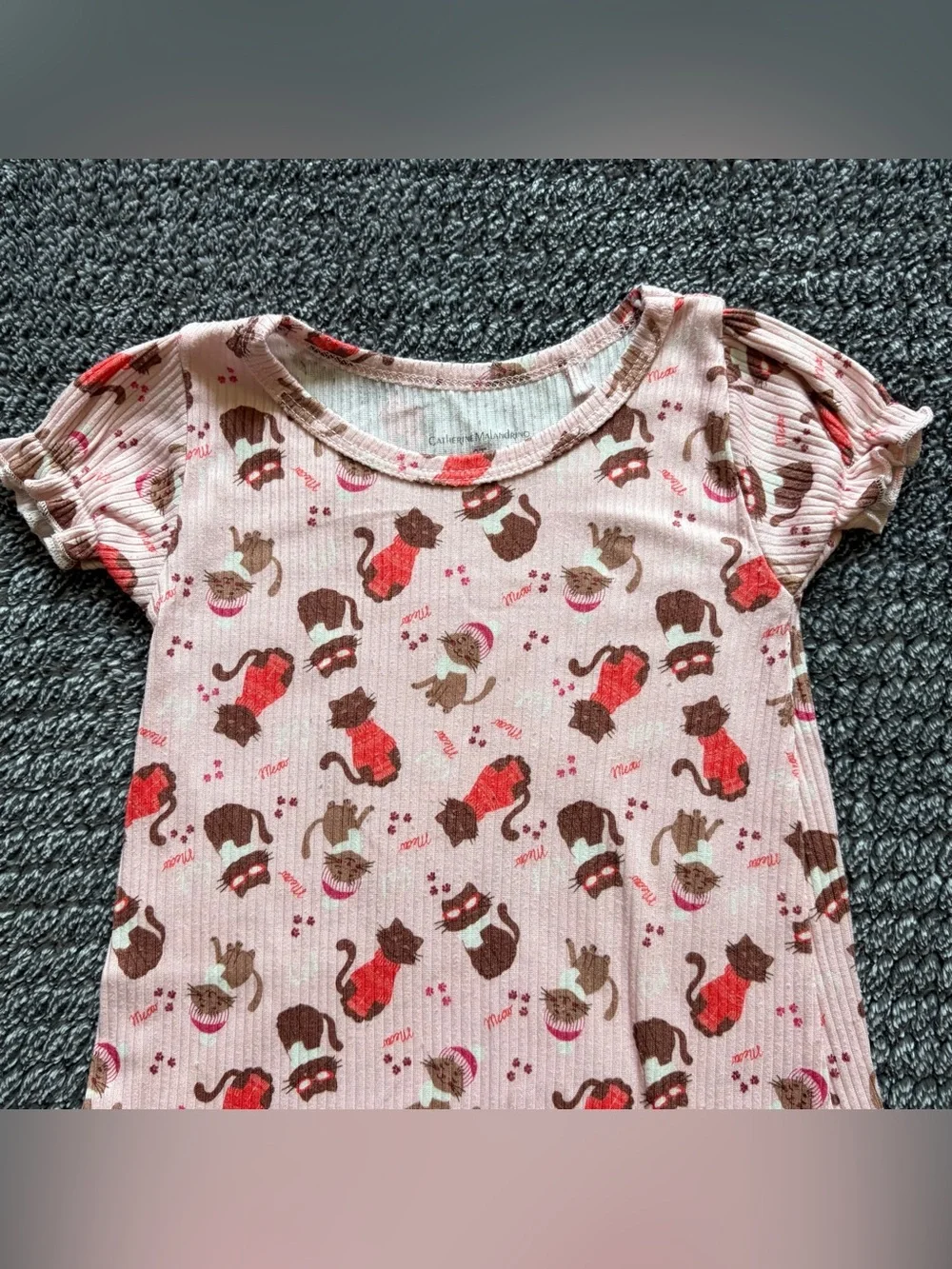 Baby Girl 2T Pink Nightgown Bundle - Cat Themed One Piece Pajamas, Lot Of 2